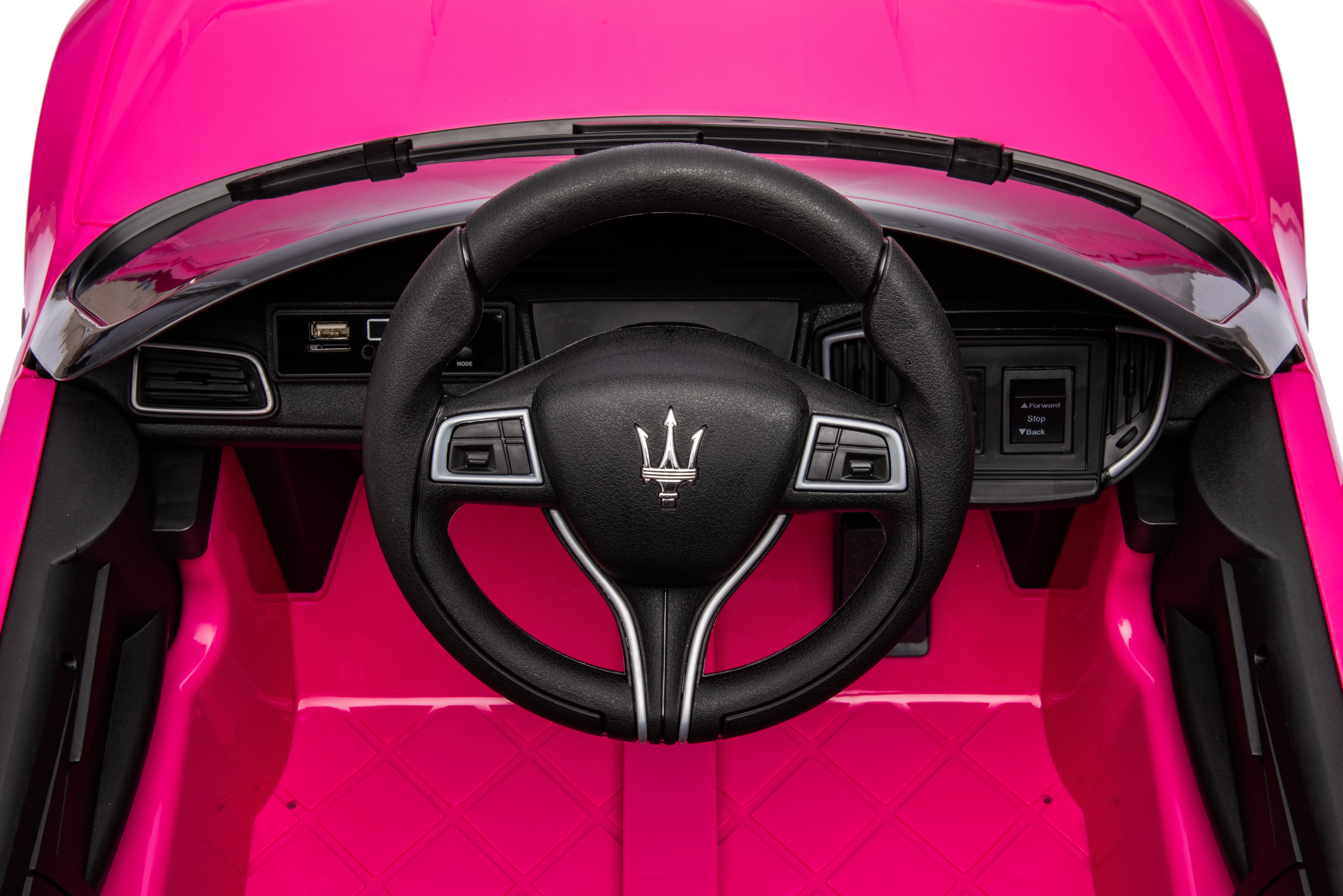 Pink, Ride On Car, Licensed Maserati 12V, Rechargeable Battery Powered Electric Car with 2 Motors, Parental Remote Control and Manual Modes, Led Light
