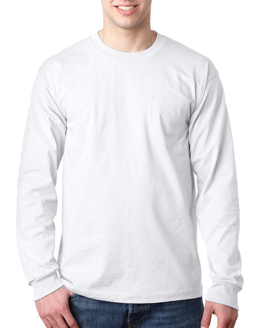 Bayside BA8100 Adult 6.1 oz., 100% Cotton Long Sleeve Pocket T-Shirt