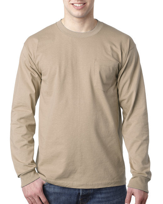 Bayside BA8100 Adult 6.1 oz., 100% Cotton Long Sleeve Pocket T-Shirt