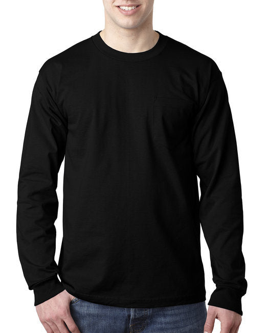 Bayside BA8100 Adult 6.1 oz., 100% Cotton Long Sleeve Pocket T-Shirt