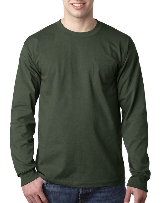 Bayside BA8100 Adult 6.1 oz., 100% Cotton Long Sleeve Pocket T-Shirt