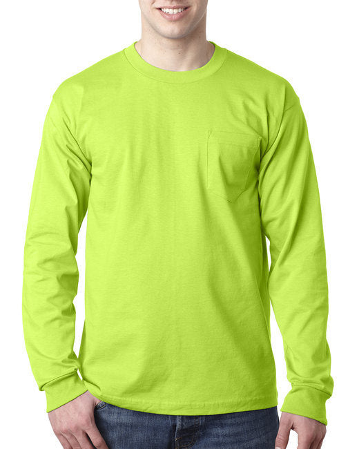 Bayside BA8100 Adult 6.1 oz., 100% Cotton Long Sleeve Pocket T-Shirt