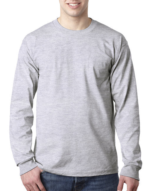 Bayside BA8100 Adult 6.1 oz., 100% Cotton Long Sleeve Pocket T-Shirt