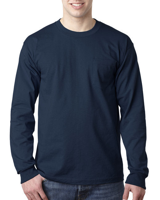 Bayside BA8100 Adult 6.1 oz., 100% Cotton Long Sleeve Pocket T-Shirt