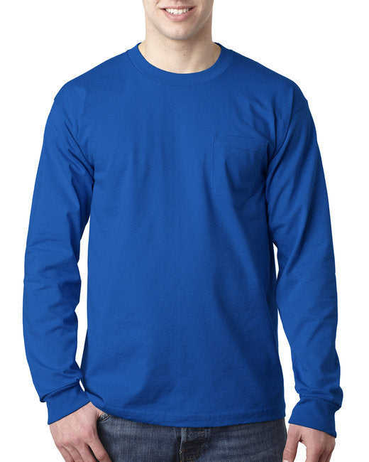 Bayside BA8100 Adult 6.1 oz., 100% Cotton Long Sleeve Pocket T-Shirt