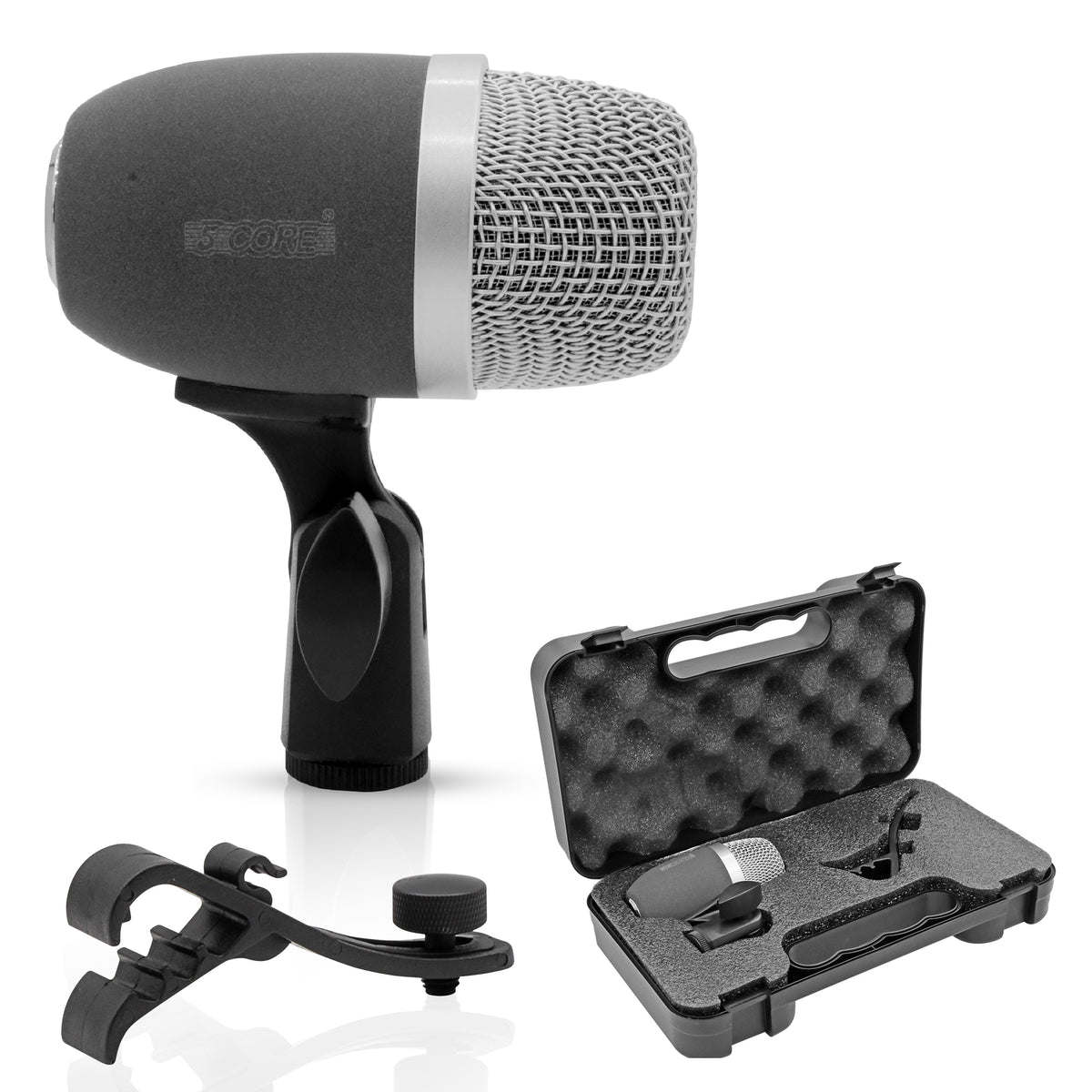 Snare Microphone 1Piece Wired Cardioid Bass Drum Mic Kit High SPL Instrument Microfono w XLR Connection- 5 Core Snare XP