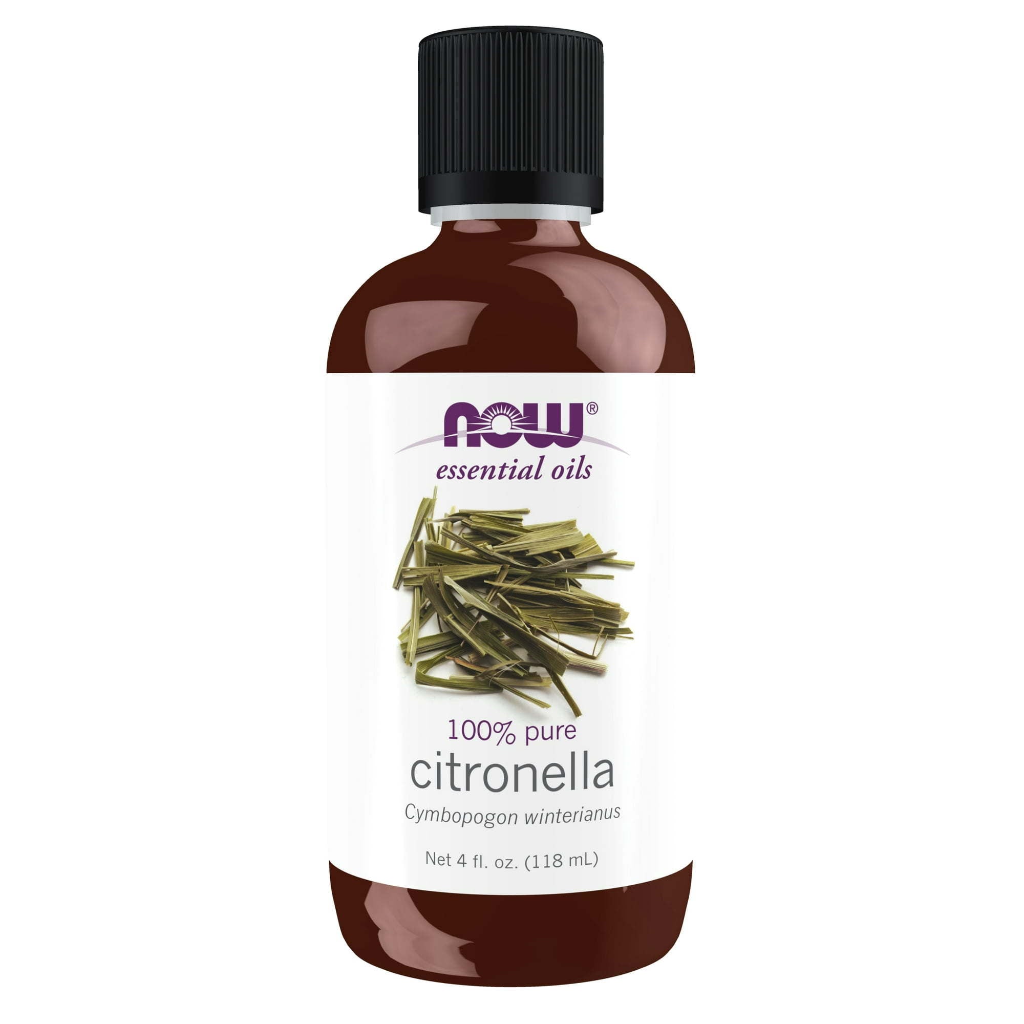 NOW Essential Oils, Citronella Oil, Steam Distilled, 100% Pure, Vegan, Child Resistant Cap, 4-Ounce