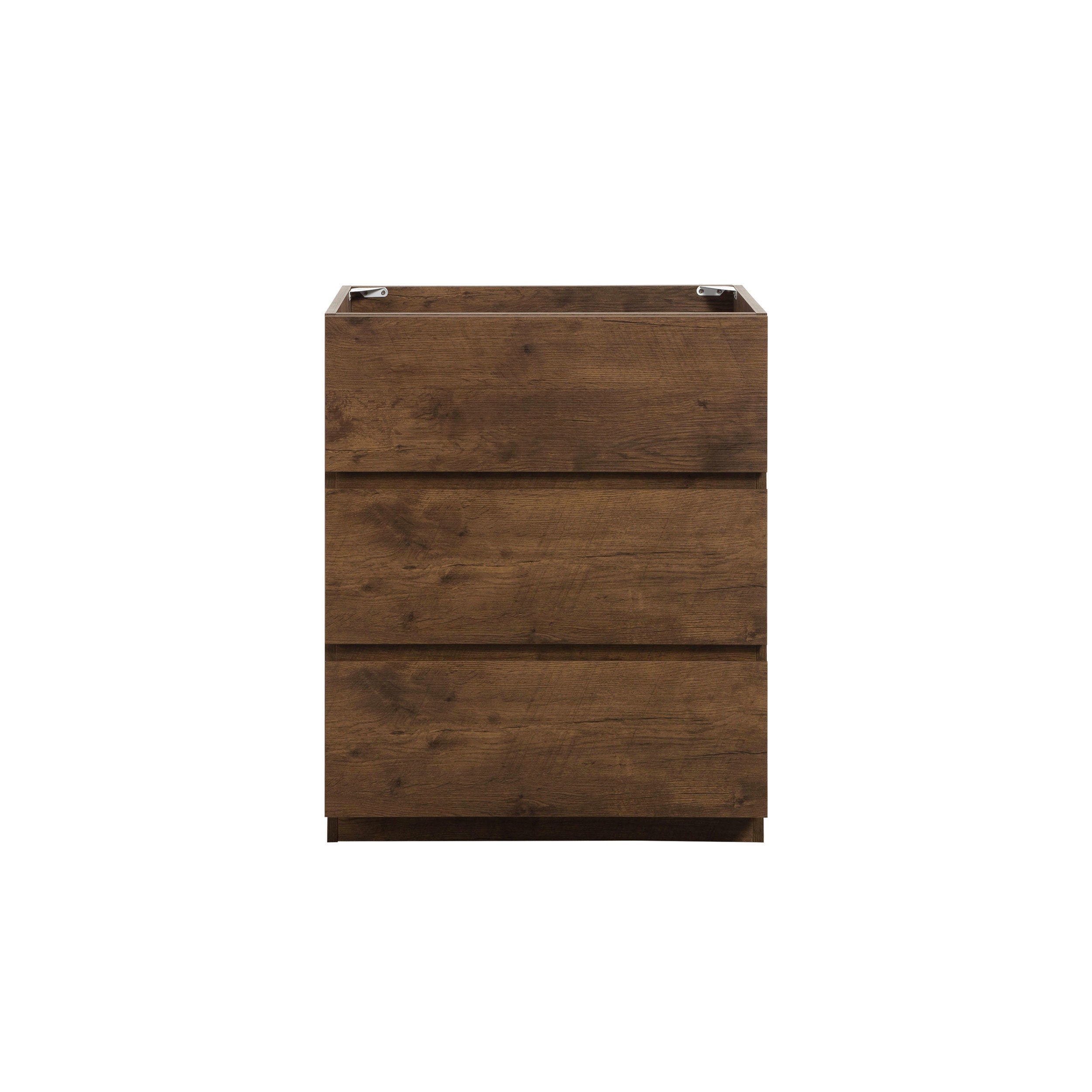 Alice-24F-105,Floor cabinet WITHOUT basin,Walnut color,With three drawers