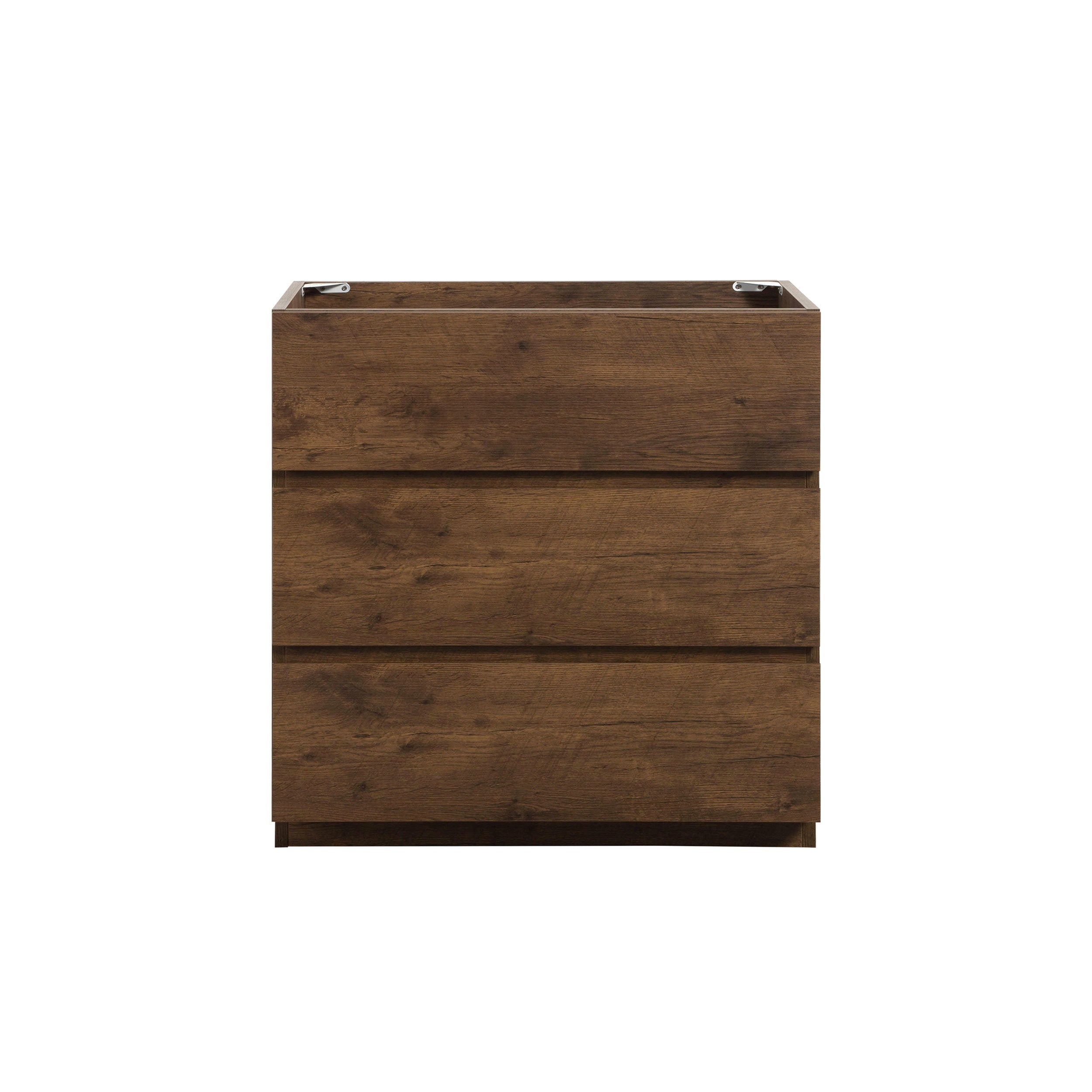 Alice-30F-105,Floor cabinet WITHOUT basin,Walnut color,With three drawers