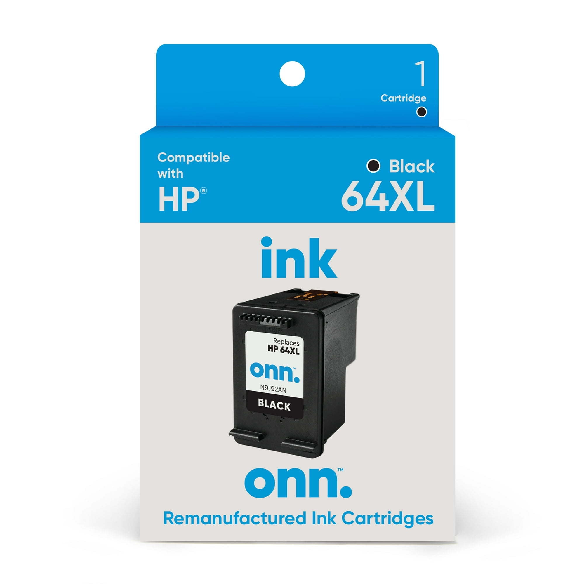 onn. Remanufactured HP 64XL High Yield Black Inkjet Cartridge