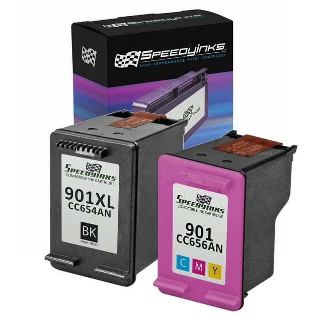 Speedy Inks - 2PK Remanufactured replacement for HP 901XL CC654AN CC656AN Ink Cartridge Set: 1 Black & 1 Color For use in HP: G510a, G510g, G510n, J4524, J4540, J4550, J4580, J4624, J4660, J4680