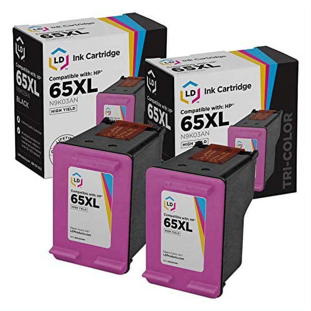 LD Remanufactured Replacement for HP 65XL / N9K03AN High Yield Color Ink Cartridge 2-Pack for DeskJet 2622, 2624, 2632, 2634, 2635, 2652, 2655, 3722, 3730, 3732 & ENVY 5010, 5020, 5032, 5052, 5055