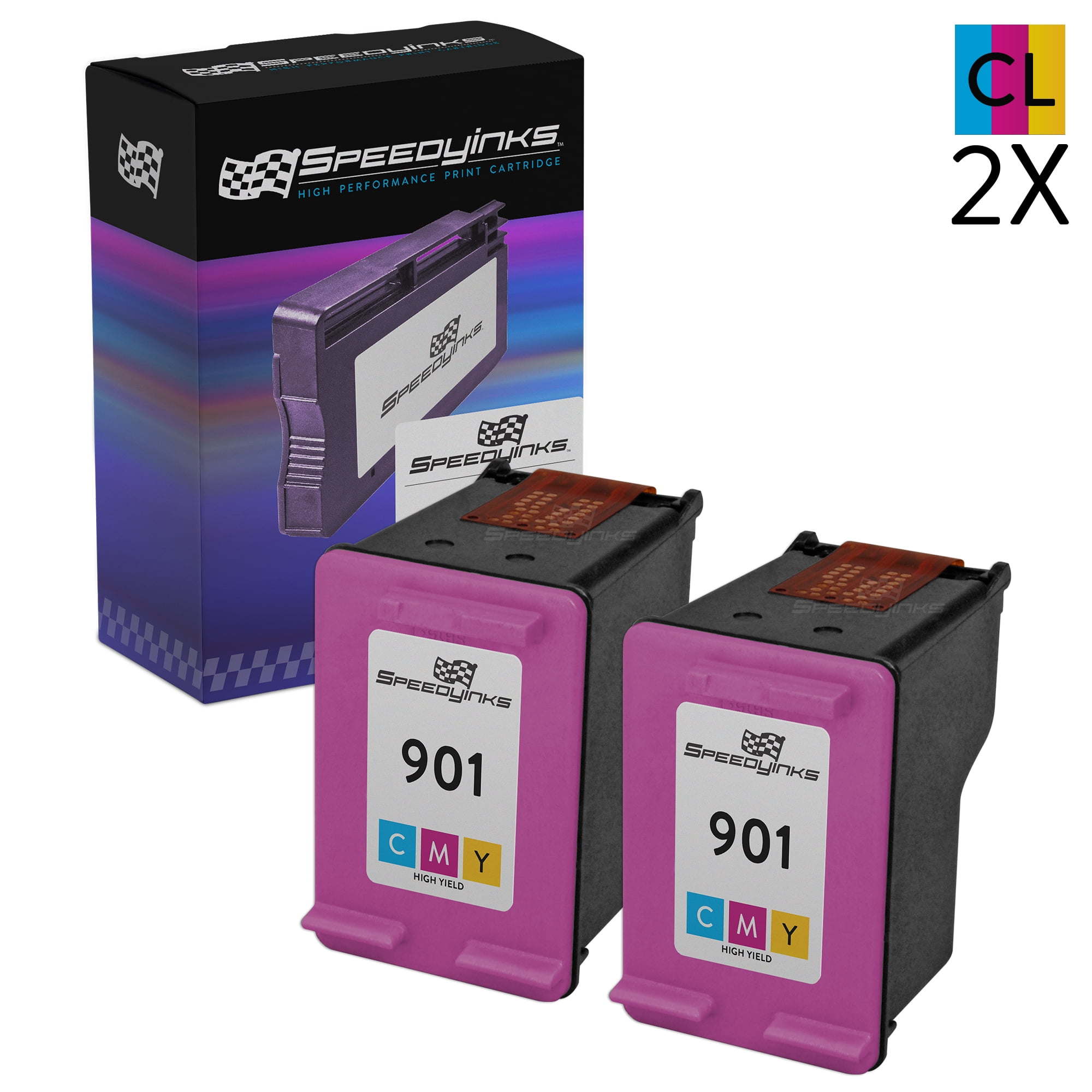 Speedy Inks - 2PK Remanufactured replacement for HP 901 CC656AN Color Ink Cartridge for use in HP G510a, G510g, G510n, J4524, J4540, J4550, J4580, J4624, J4660, J4680, J4680c, 4500