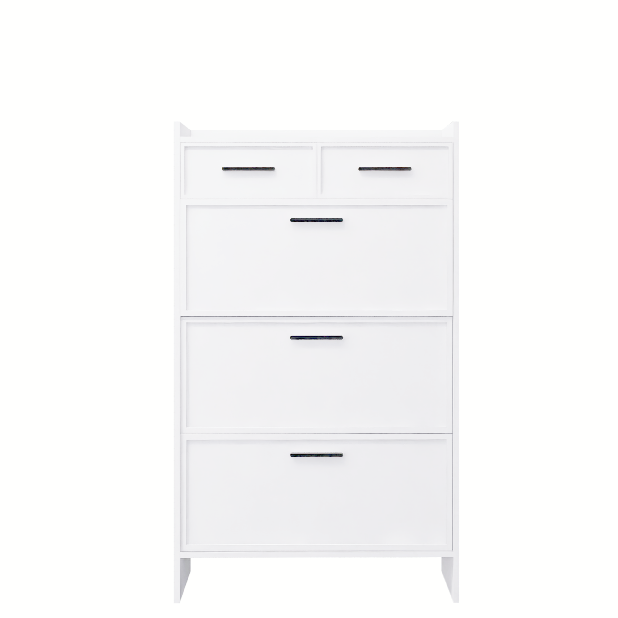 PVC Surface Shaker Shape Door Shoe Rack 3 Doors Shoe Cabinet With 2 Drawers With Open Space for Shoes