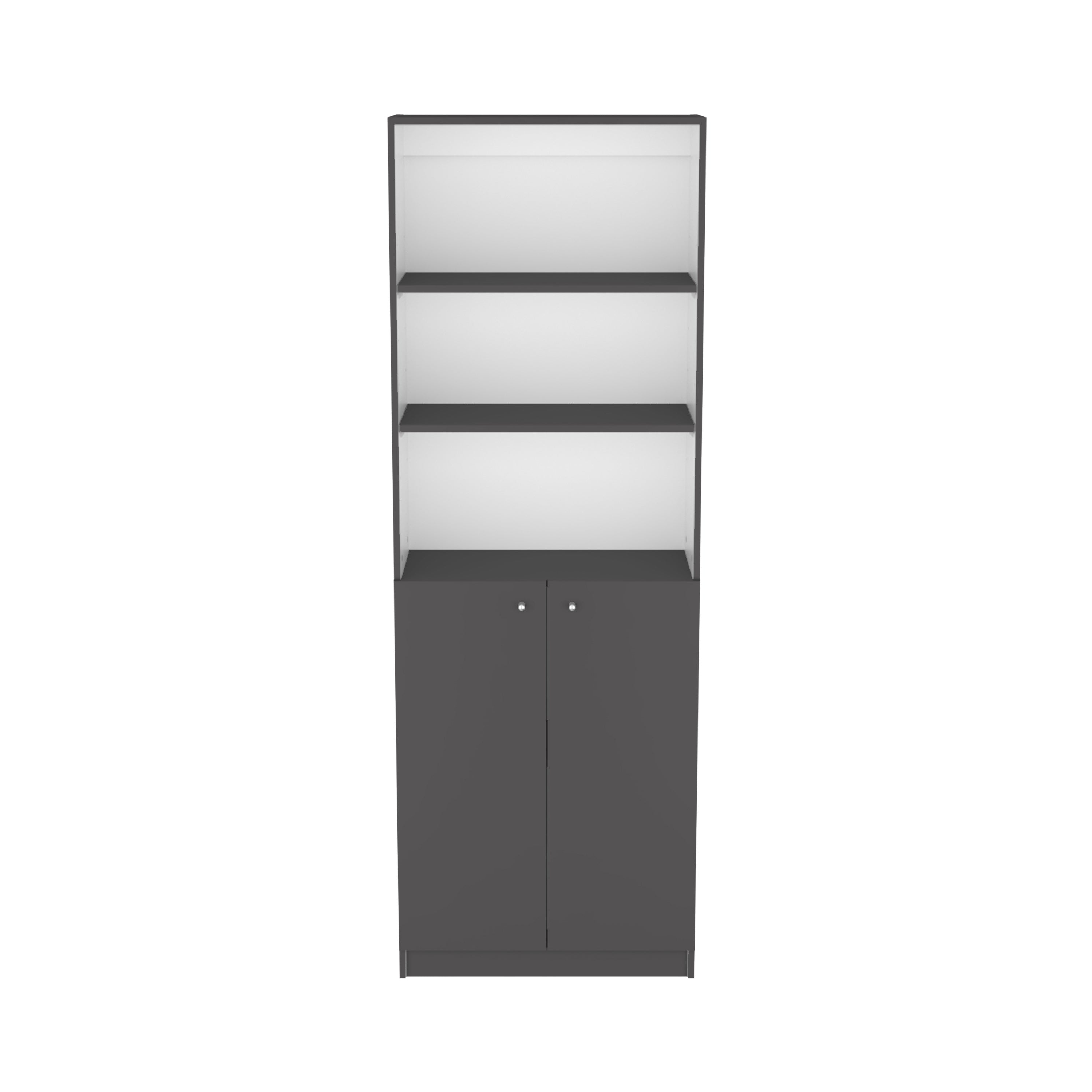 Bookcase Dual-Door Benzoni, Office, Matt Gray / White