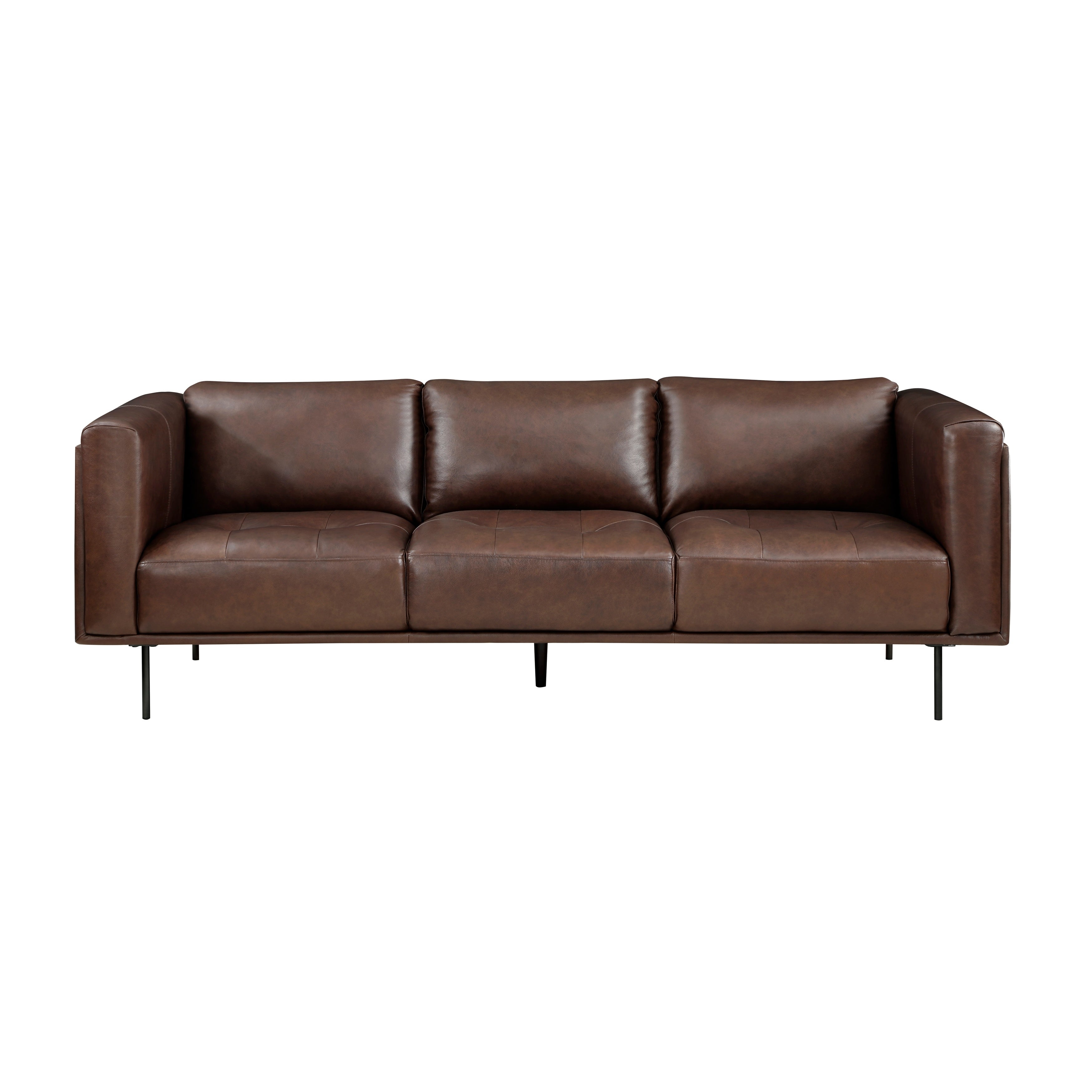 Modern Design Brown Genuine Leather Sofa 1pc Luxurious Office Sofa Living Room Furniture