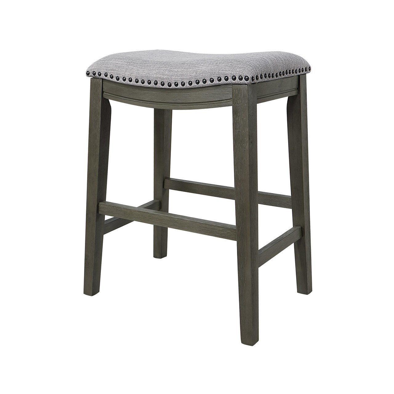 Saddle Stool -25" Counter Stool, Gray/Light Gray Fabric, Set of 2