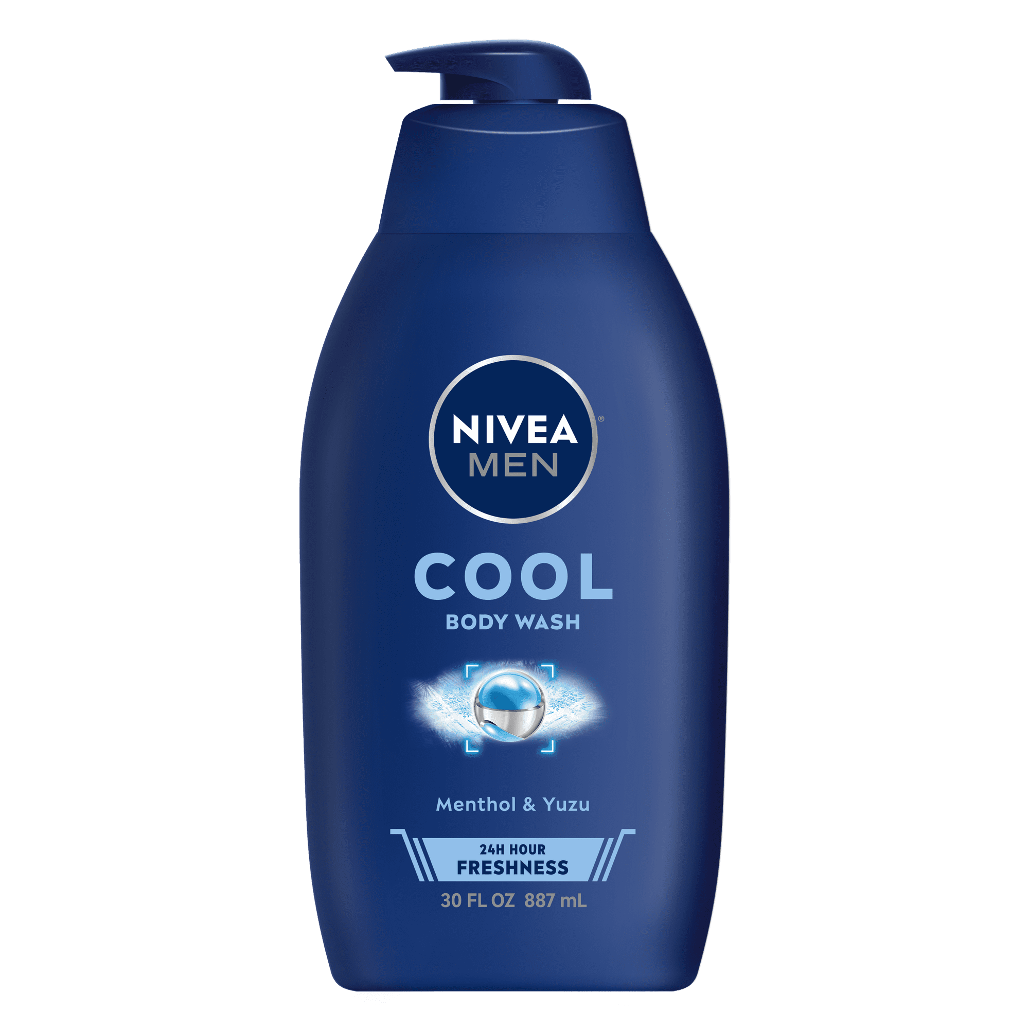 NIVEA MEN Cool Body Wash with Icy Menthol, Men Body Wash, 30 Fl Oz Bottle