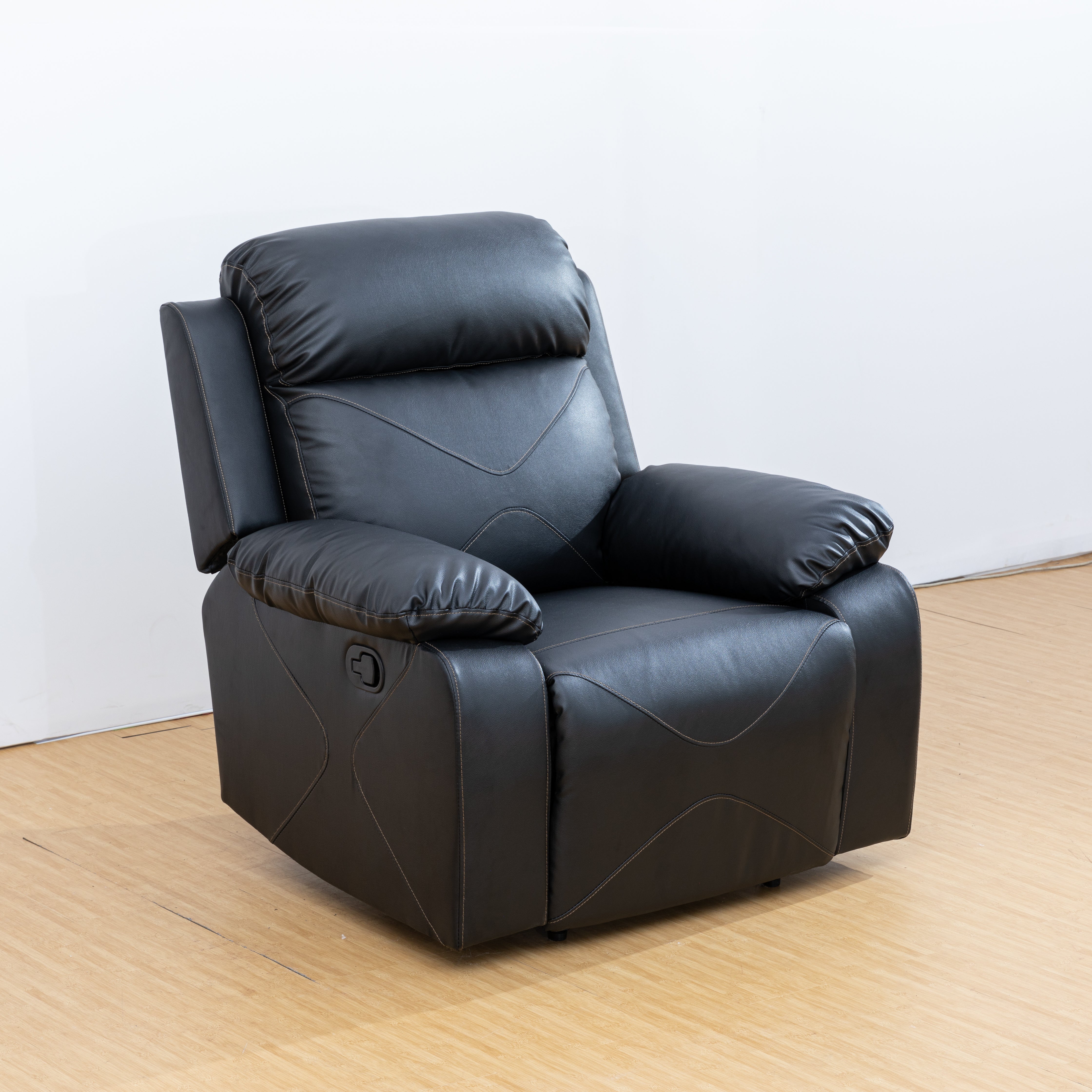 Breathing Leather black recliner chair for adults living room sofa chair with armrest ,for home theater