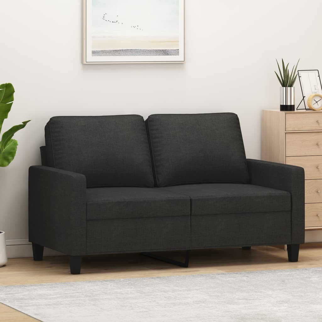 2-Seater Sofa Black 47.2" Fabric