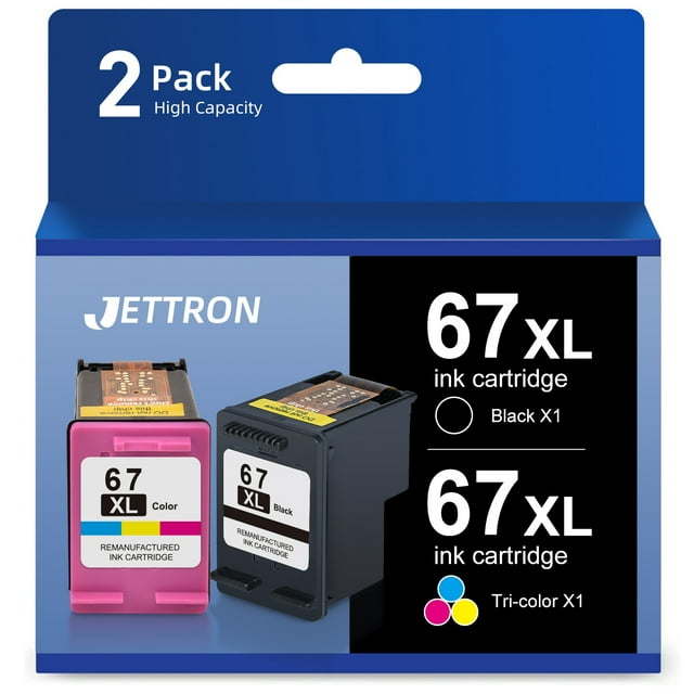 67 XL Ink Cartridge for HP Ink 67 67XL for HP 67 Ink Cartridge for HP DeskJet 2755 2700 2752 HP Envy 6055 6045 6000 6458 Printer(1 Black,1 Tri-Color)