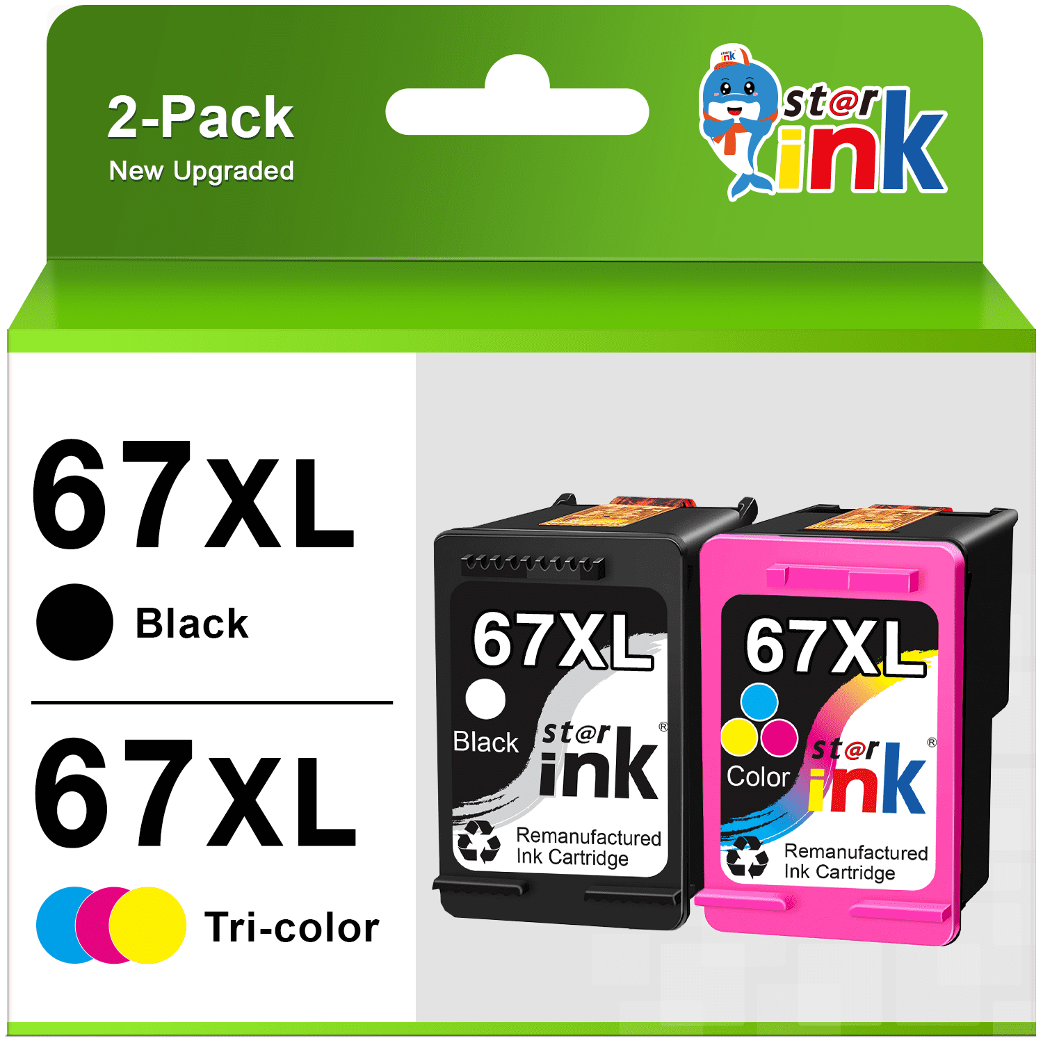 67XL 67 Ink Cartridges for HP Printer Ink 67 XL 67XL for DeskJet 2700 2700e 2755e 2755 4155e 4155 Envy 6055e 6455e 6400 6055 6075 Envy Pro 6452 6458 6475 (Black, Tri-Color)