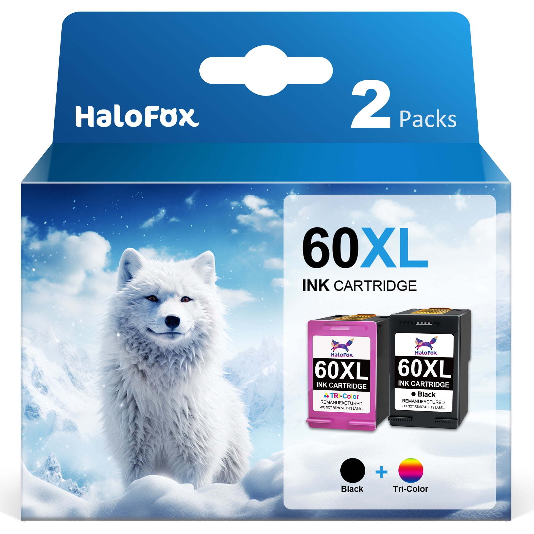 Replacement for HP 60 Ink Cartridge Combo Pack Black and Color for Envy 100 110 120 Photosmart c4680 c4780 c4795 d110 Deskjet d2680 f2430 f4280 f4440 f4480 f4580 Printer(2 Pack)