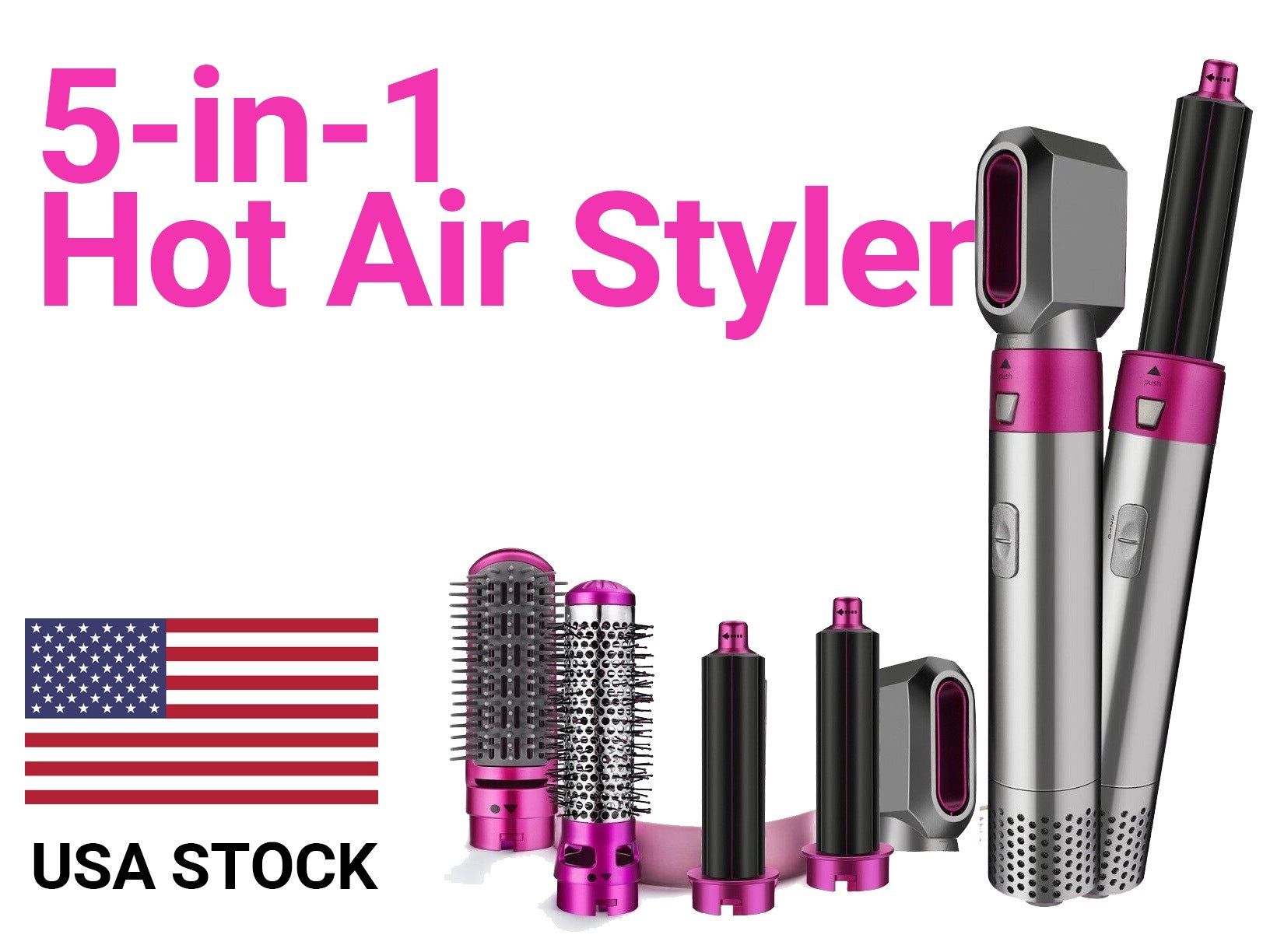 5 in 1 Hot Air Styler 5-In-1 Hair Styler, Ceramic, Hot Air Blow Dryer Curling US