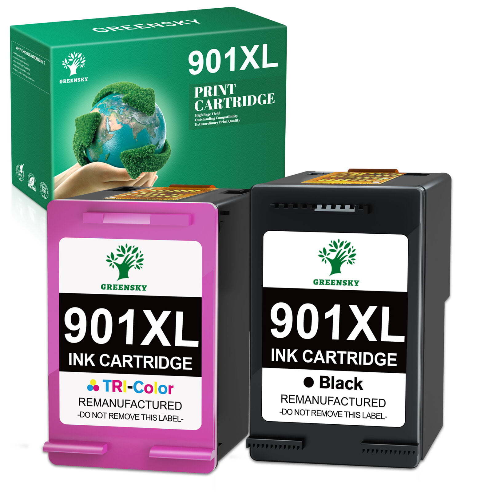 901 Ink HP 901XL Ink Cartridges Replacement For 901 HP Ink Cartridges 901 Ink Cartridge For use in HP Officejet G510a, G510g, G510n, J4524, J4540, J4550, J4580, J4624, J4660, J4680, 1 Black & 1 Color