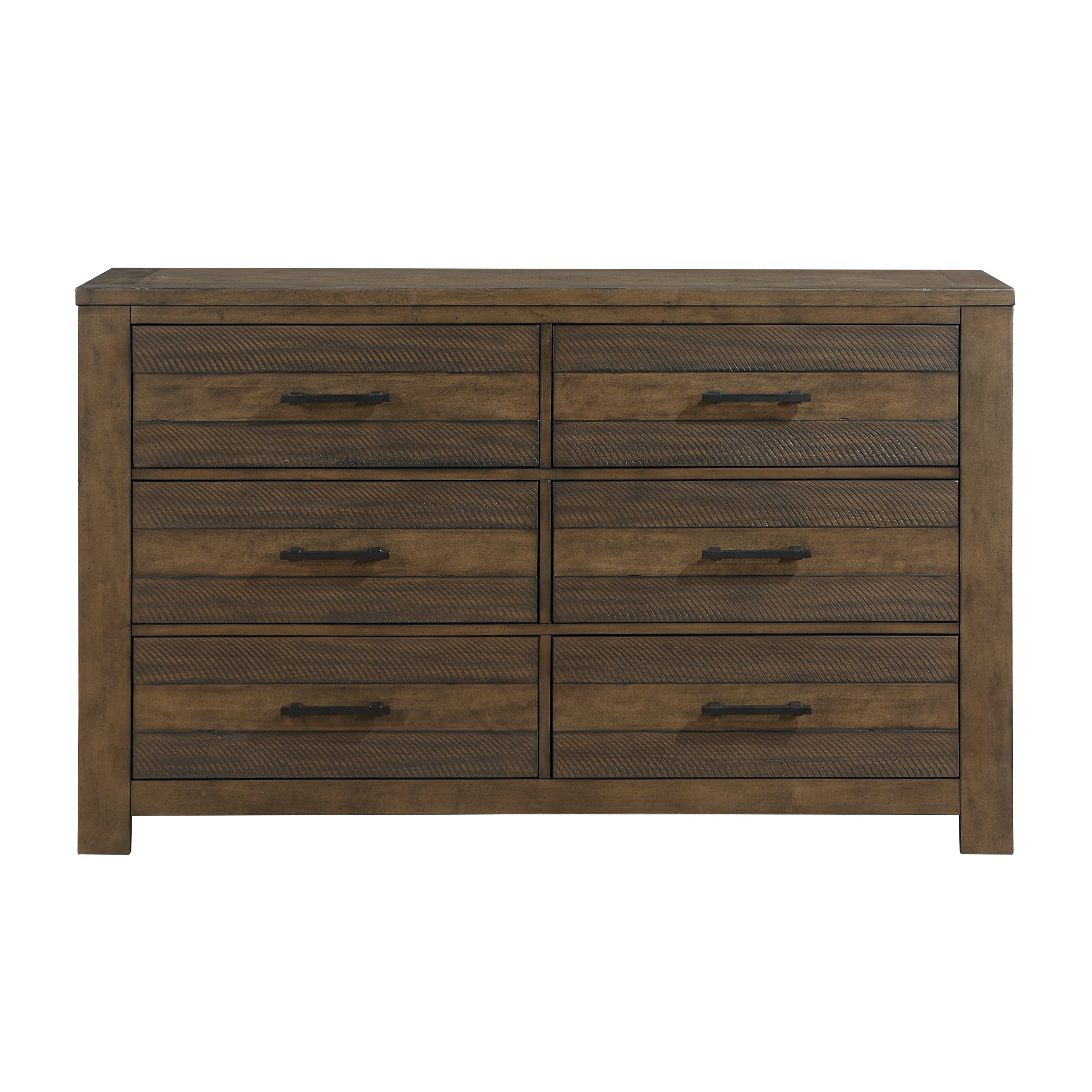 Bold Look Bedroom Furniture Antique Brown Finish 1pc Dresser of 6 Drawers Ball Bearing Glides Wooden Furniture