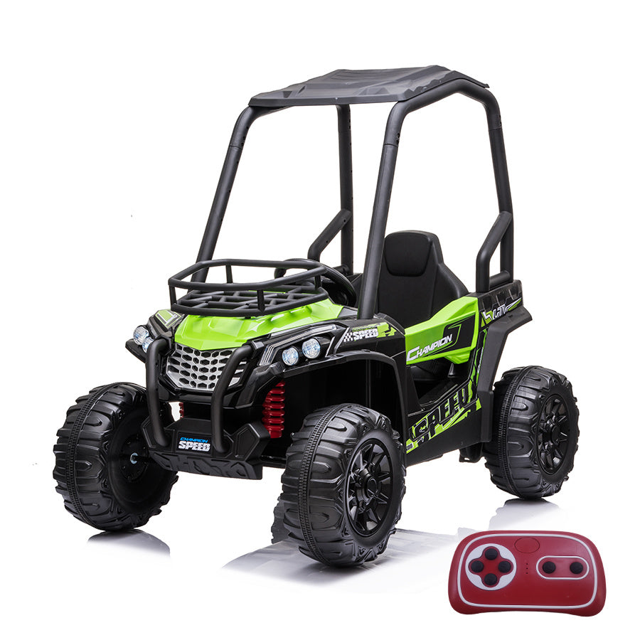 24V Electric Kid Ride On Car with Remote Control, JS370 UTV Ride on Cars for Kids, Battery Powered Kids Ride-on Car Green, 4 Wheels Motorized Vehicles
