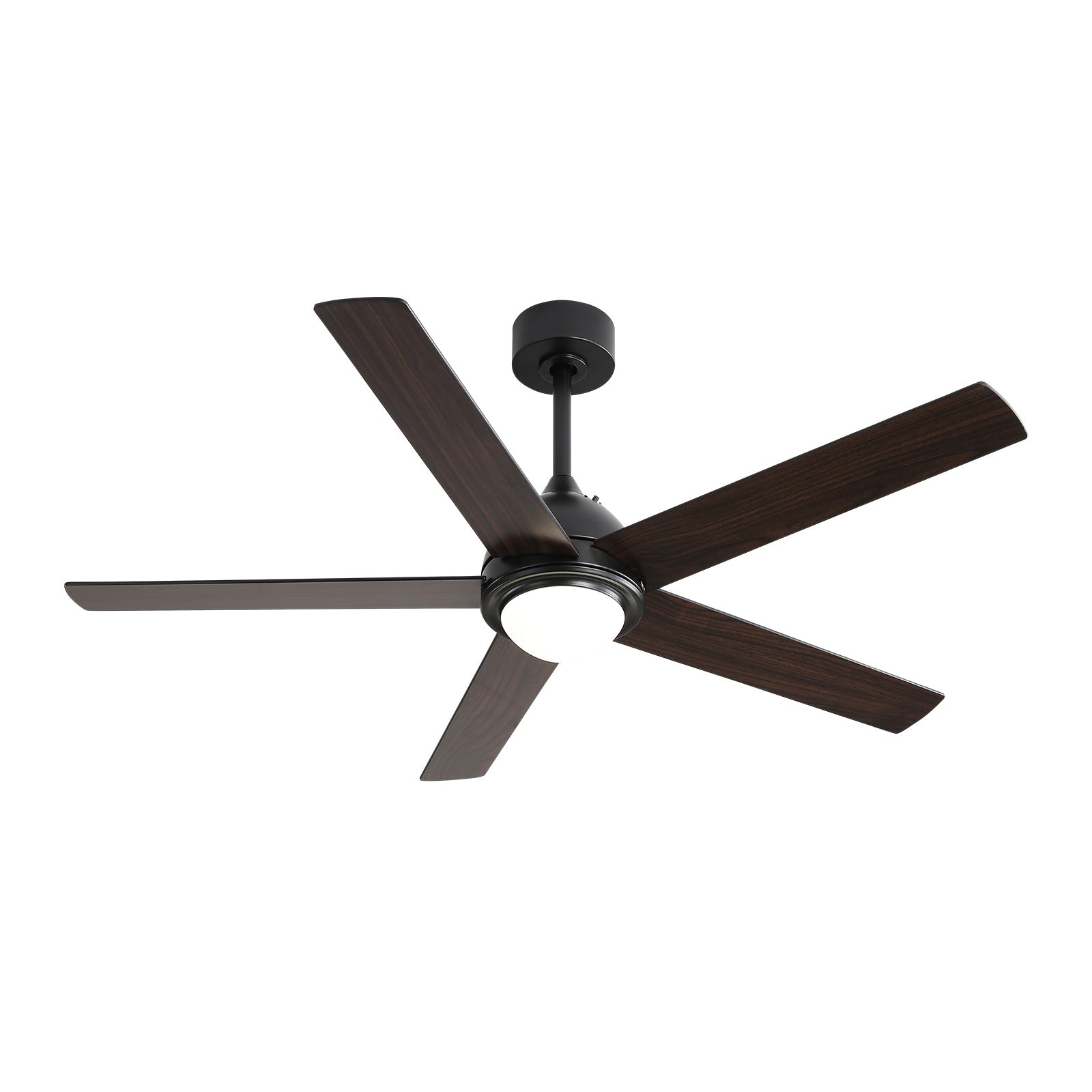 52 Inch Modern Ceiling Fan With 3 Speed Wind 5 Plywood Blades Remote Control AC Motor Black With Light