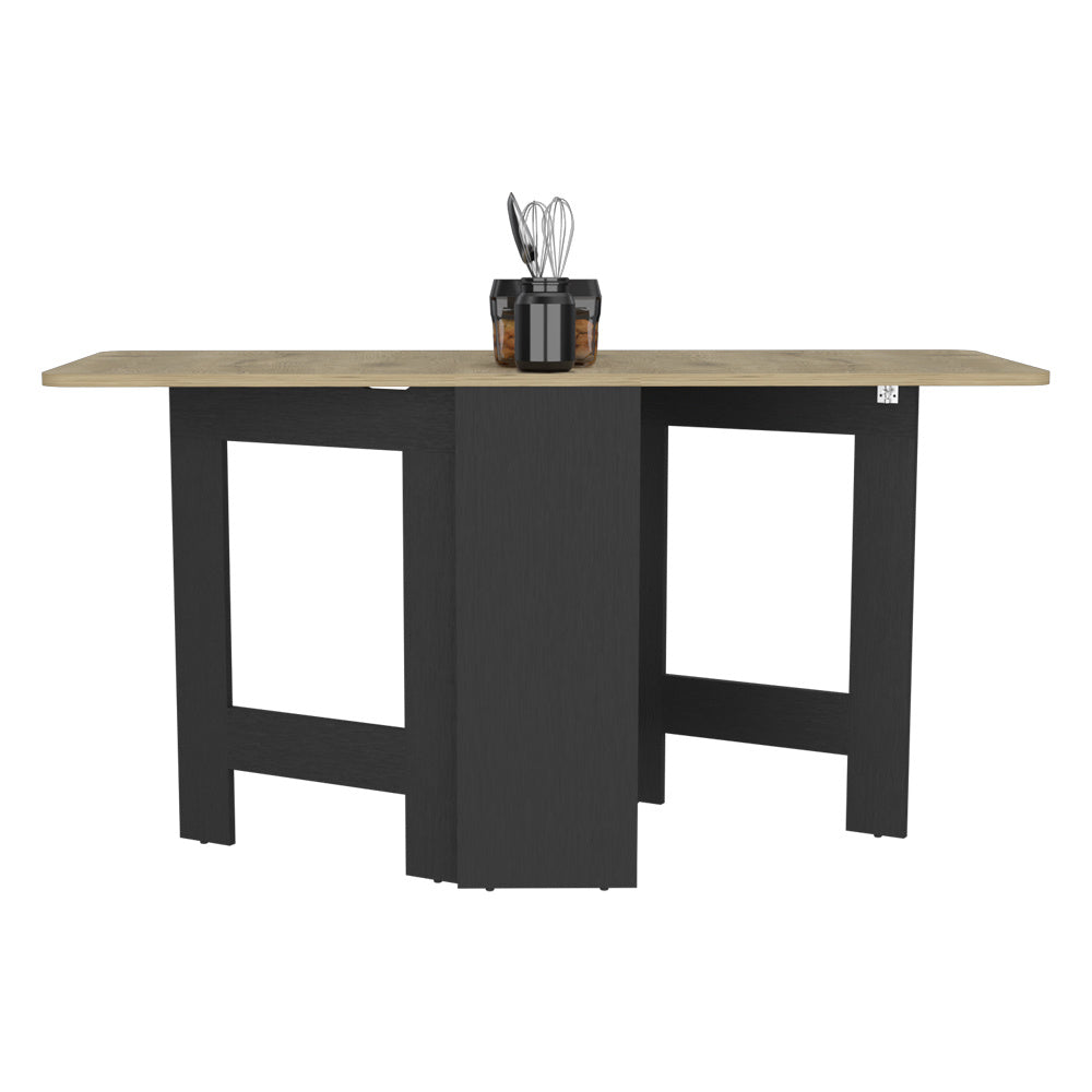 Folding Dining Table Evart, Living Room, Black / Macadamia