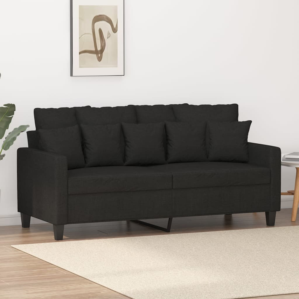 2-Seater Sofa Black 55.1" Fabric