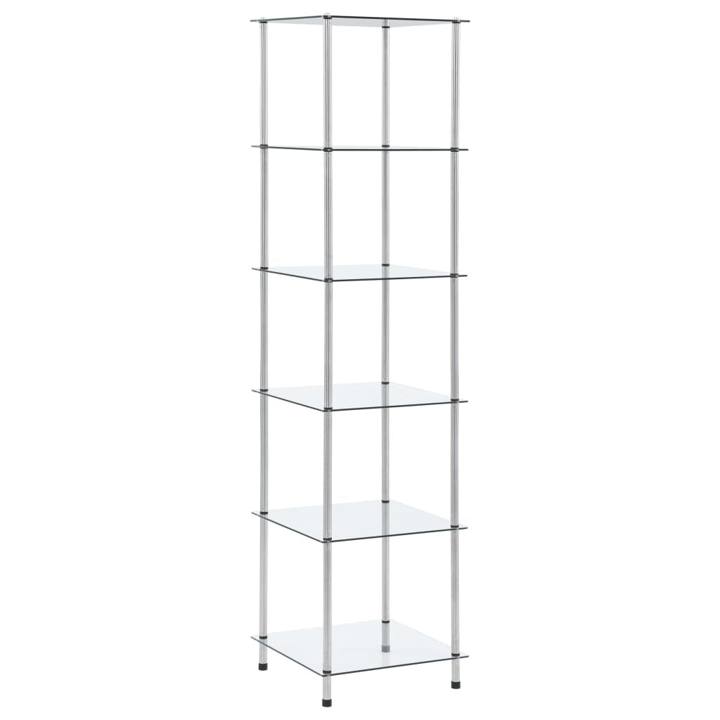 6-Tier Shelf Transparent 15.7"x15.7"x63" Tempered Glass