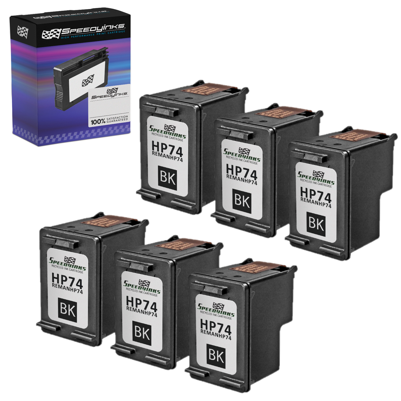 Speedy Remanufactured Cartridge Replacement for HP 74 (Black, 6-Pack)