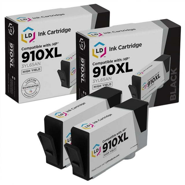 LD Products Remanufactured HP 910XL/3YL65AN High Yield Black Cartridge, 2-Pack