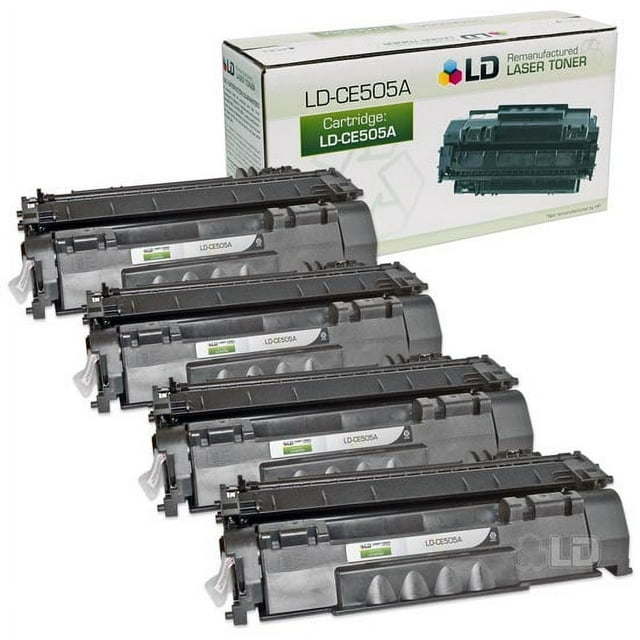 LD © 4pk Compatible Replacement for HP CE505A/05A Black Toner Cartridge for use in LaserJet P2035, P2035n, P2055d, P2055dn & P2055X