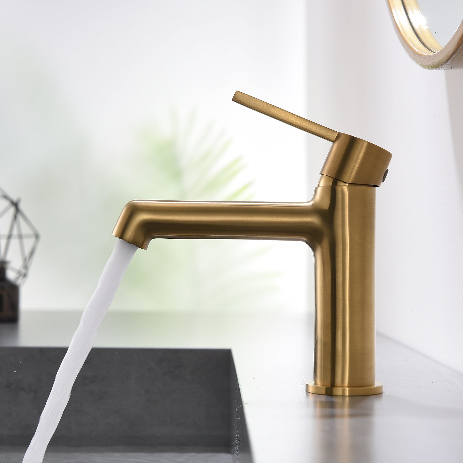 Brushed Gold Bathroom Faucet for Sink 1 Hole, Bathroom Sink Faucet Single Handle, Modern Bathroom Basin Faucet