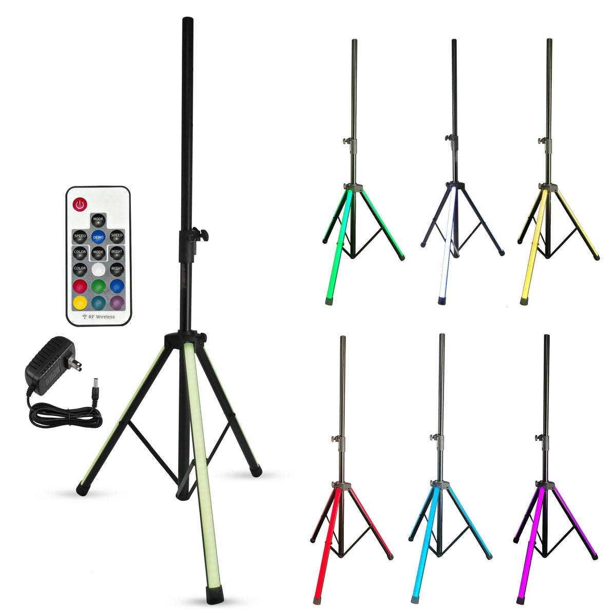 Speakers Stands with LED Lights Heavy Duty Height Adjustable Tripod PA Studio Monitor Holder for Large Speakers DJ Stand para Bocinas - 5 Core SS HD LGT