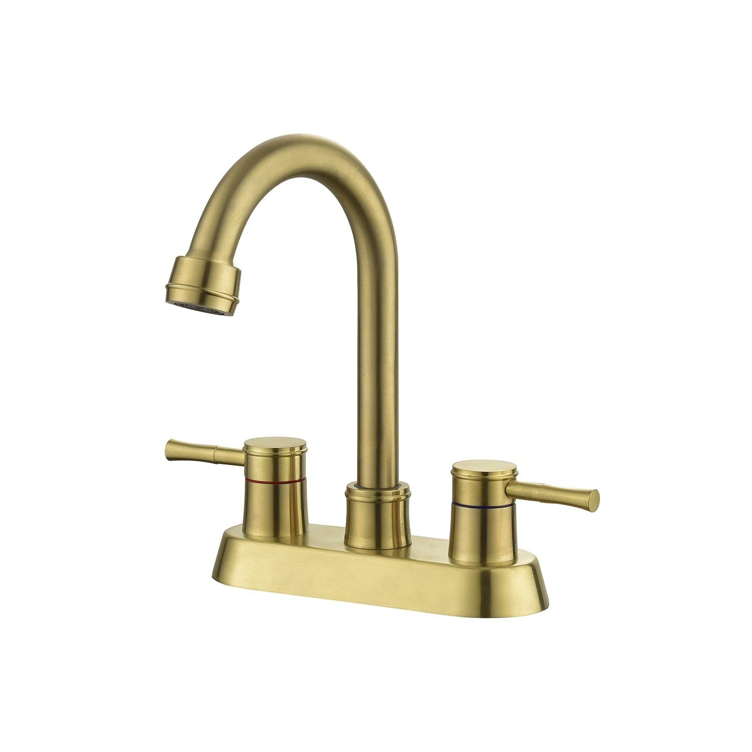 2 Handle Centerset Lead-Free Bathroom Faucet, Swivel Spout with Copper Pop Up Drain and 2 Water Supply Lines