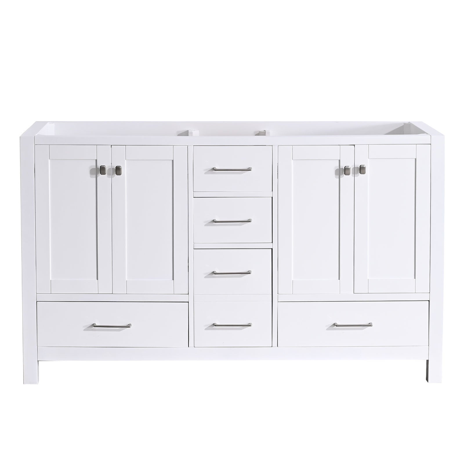 60 in Bathroom Vanity without Top and Sink, 60 inch Modern Freestanding Bathroom Storage Only, Bathroom Cabinet with Soft Close Doors and Drawers in White