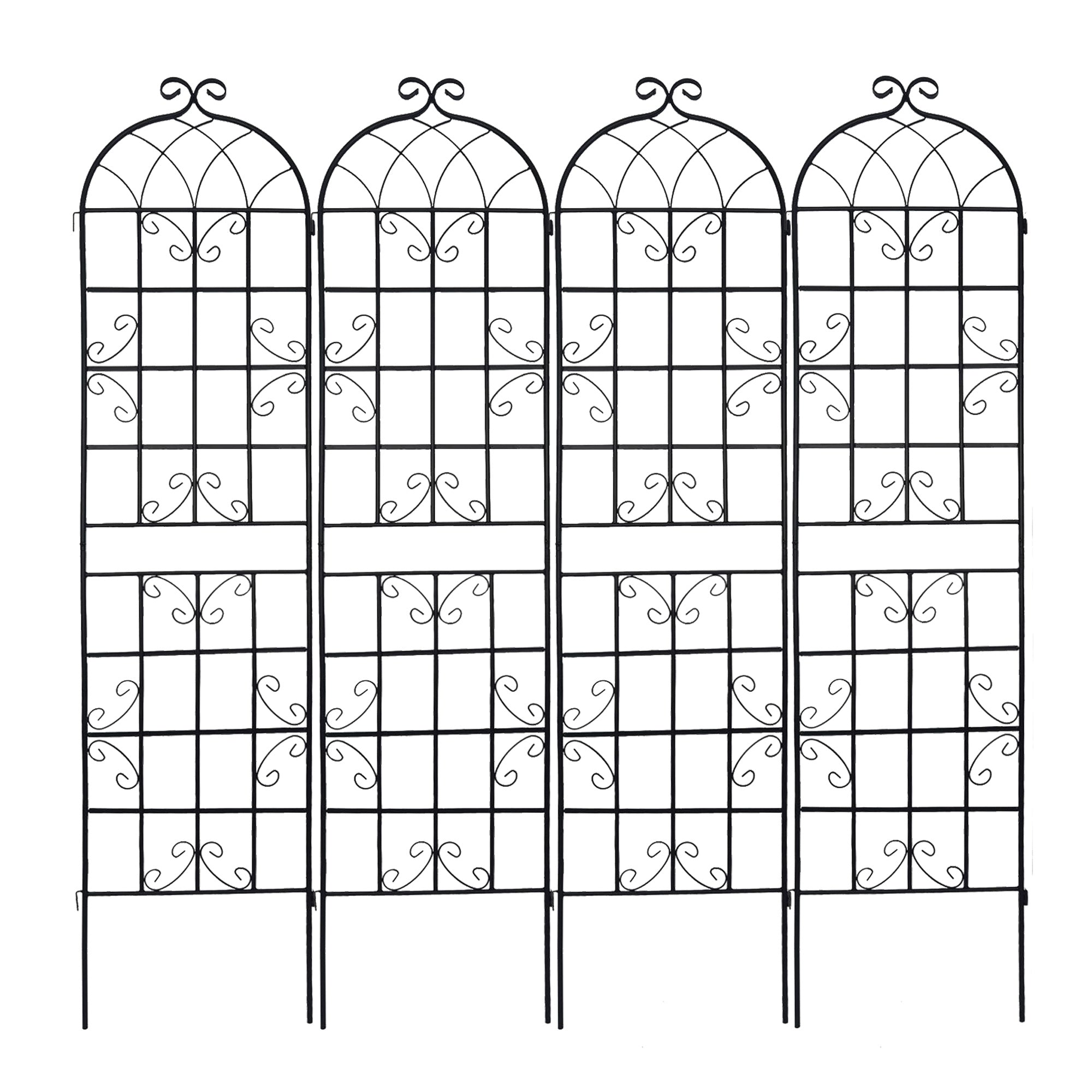 4 Pack Metal Garden Trellis 86.7" x 19.7" Rustproof Trellis for Climbing Plants Outdoor Flower Support Black