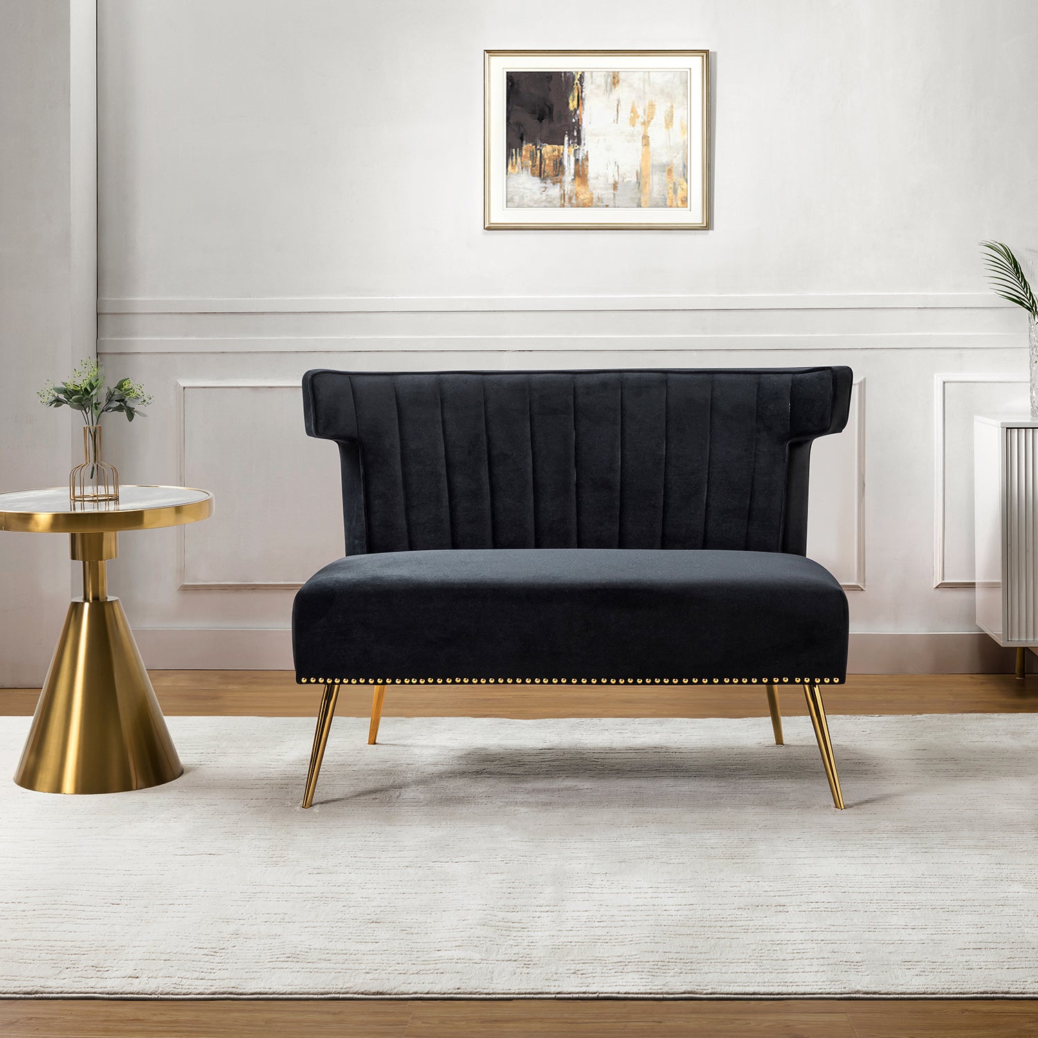 Aeneas Armless Loveseat BLACK