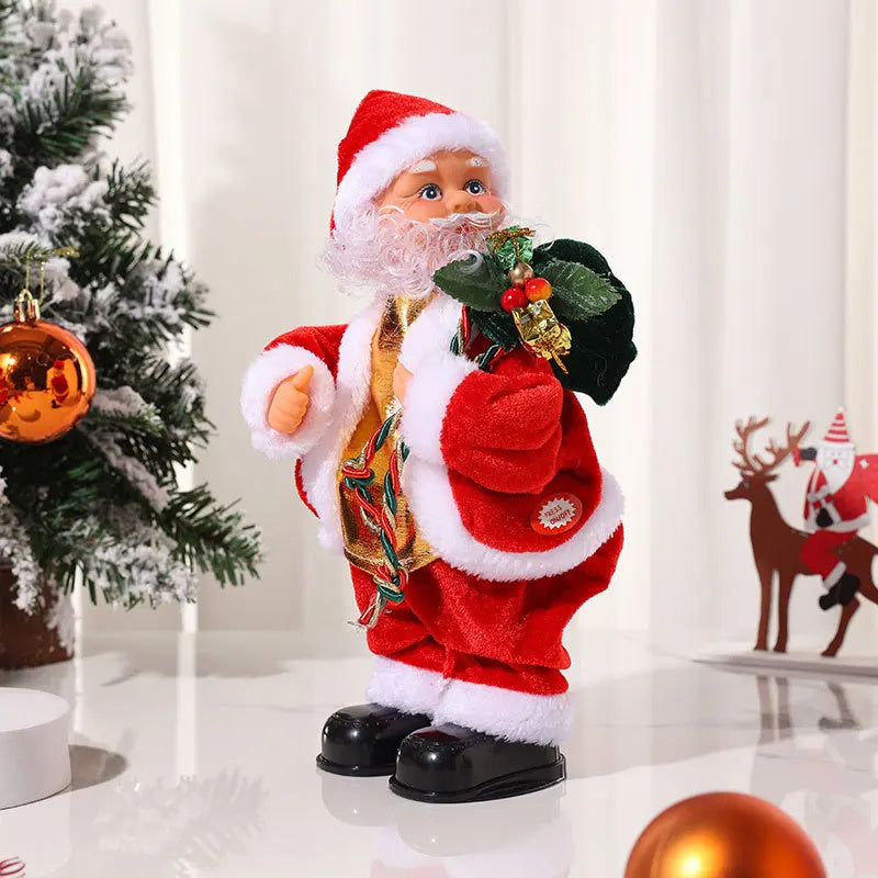 Christmas Electric Musical Hip Dancing Play Guitar Santa Claus Doll Ornament with Music Party Christmas Decoration Gift for Kids