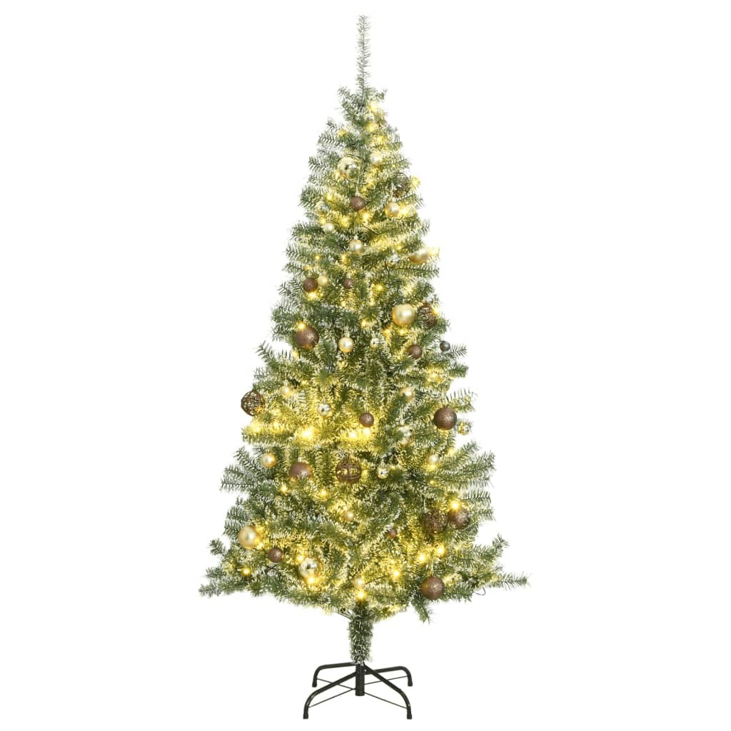 Artificial Christmas Tree 300 LEDs&Ball Set&Flocked Snow 70.9"