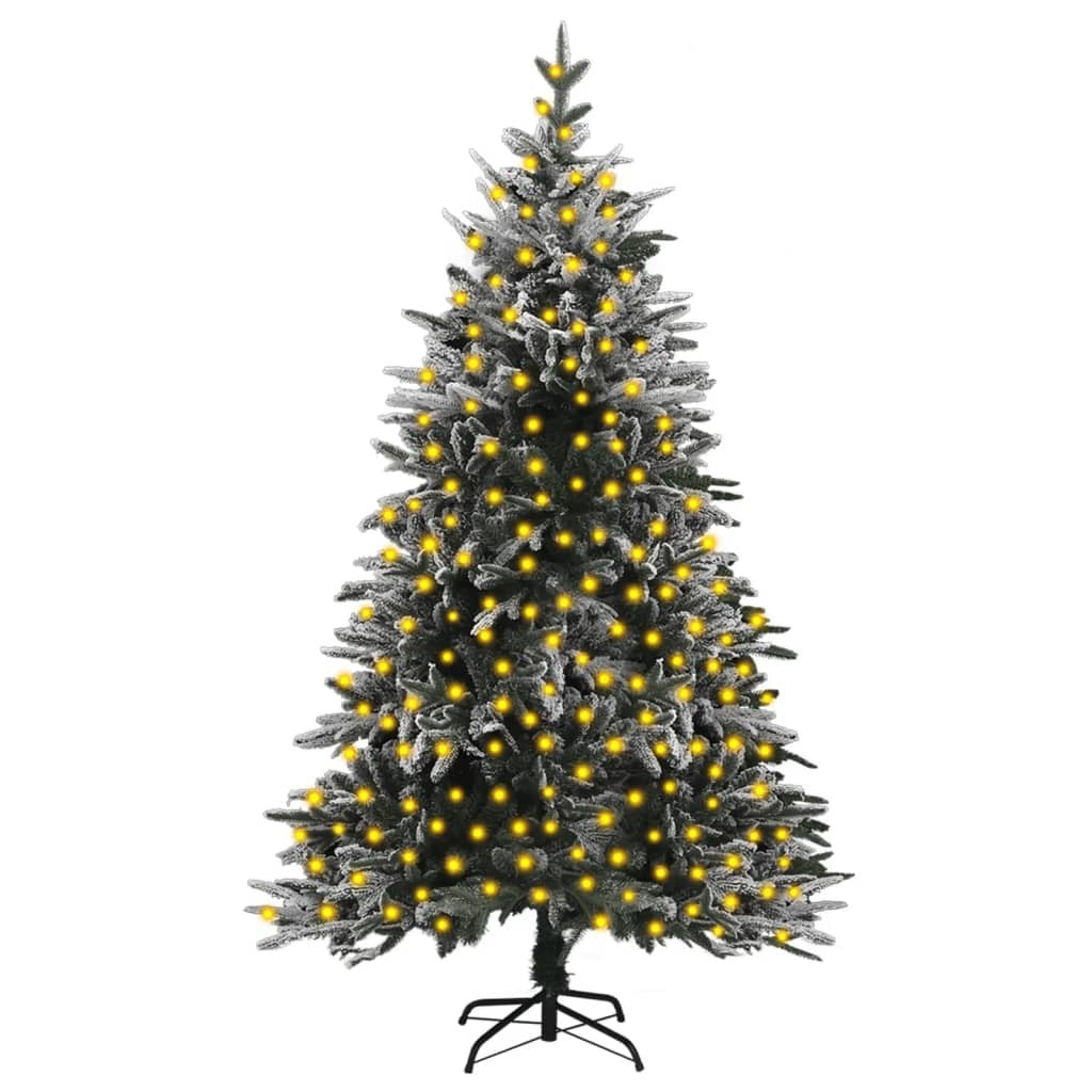 Artificial Pre-lit Christmas Tree with Flocked Snow 82.7" PVC&PE