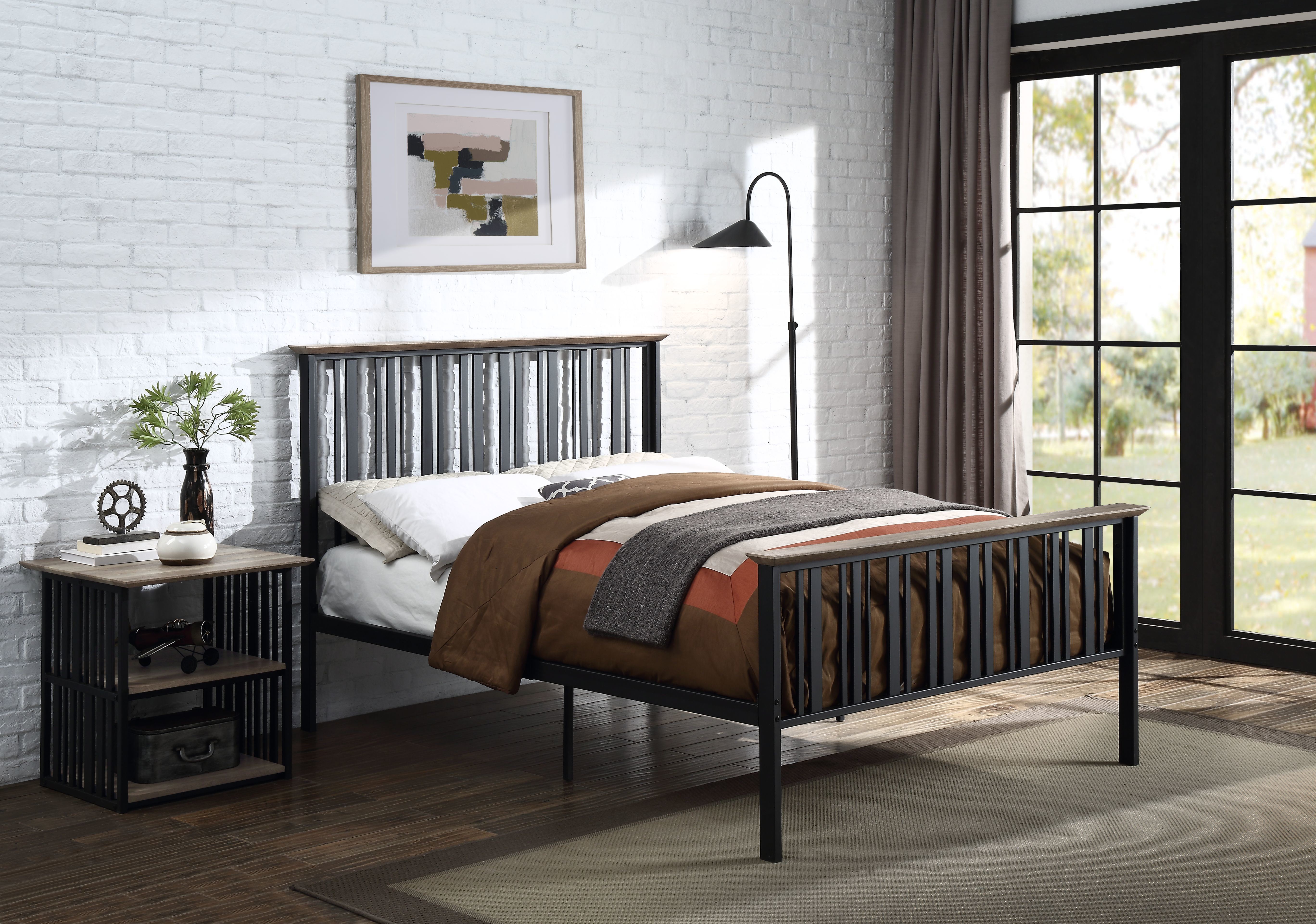 ACME Zudora Twin Bed , Antique Oak & Black Finish BD01748F