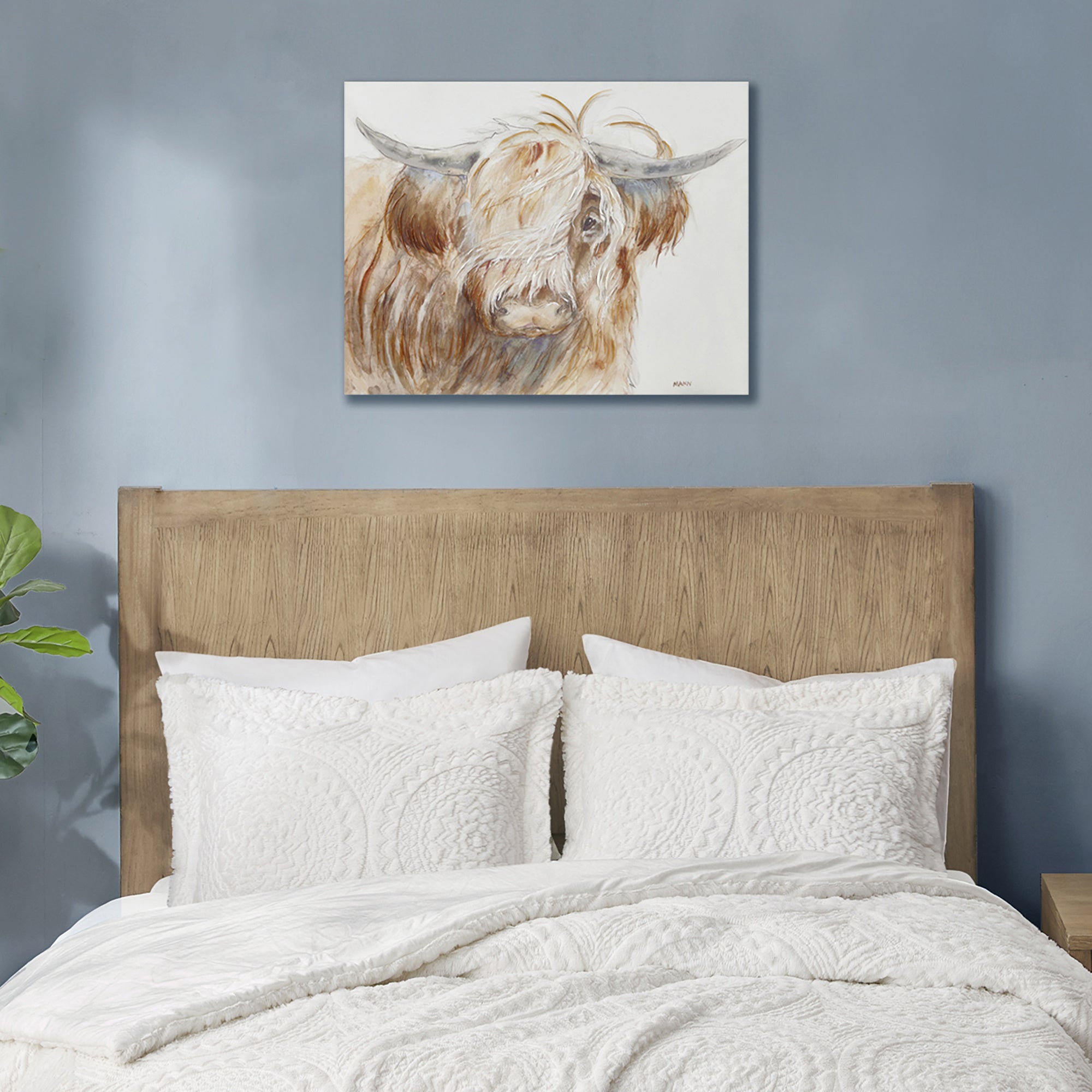 Hand Embellished Highland Bull Canvas Wall Art