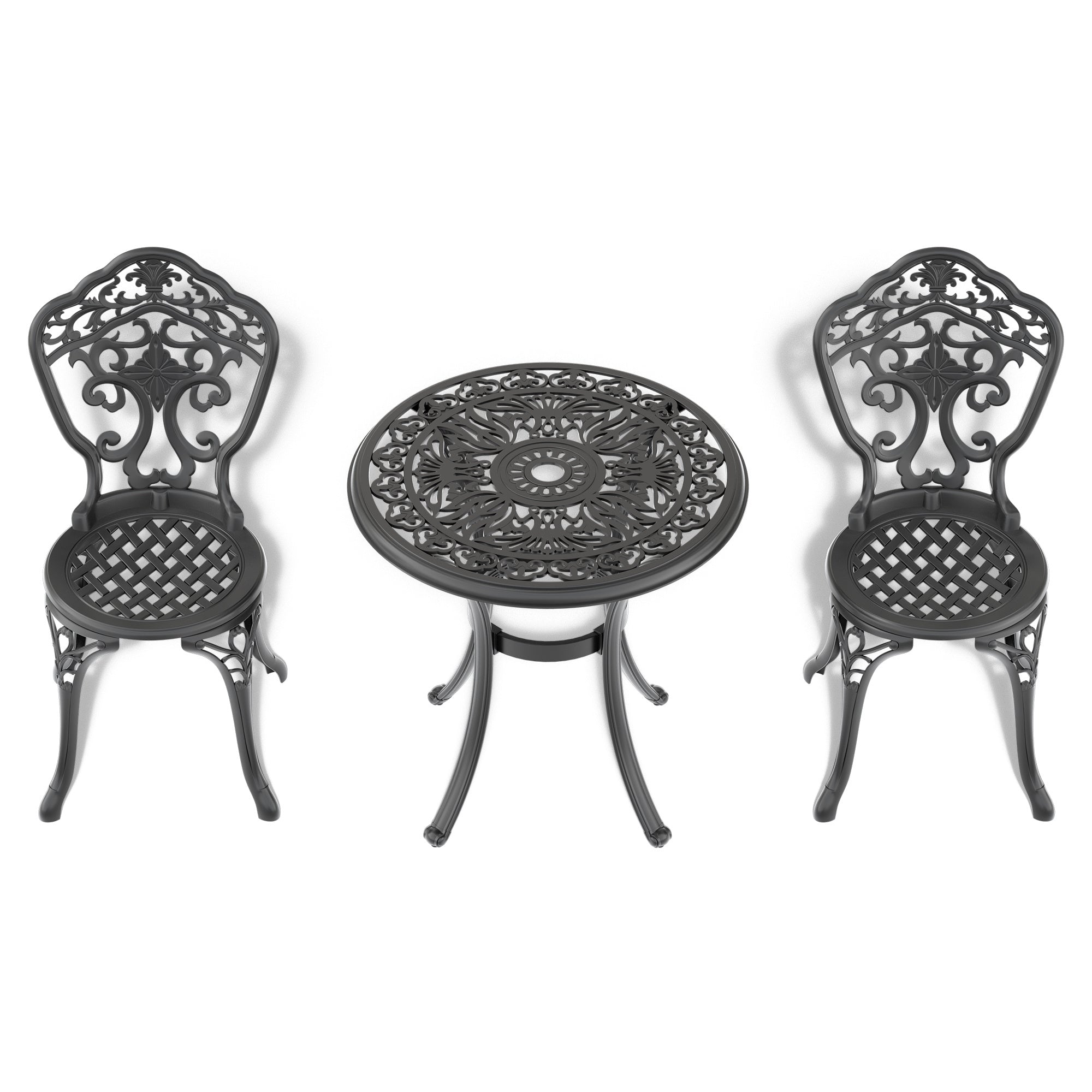 3-Piece Set Of Cast Aluminum Patio Furniture With Black Frame